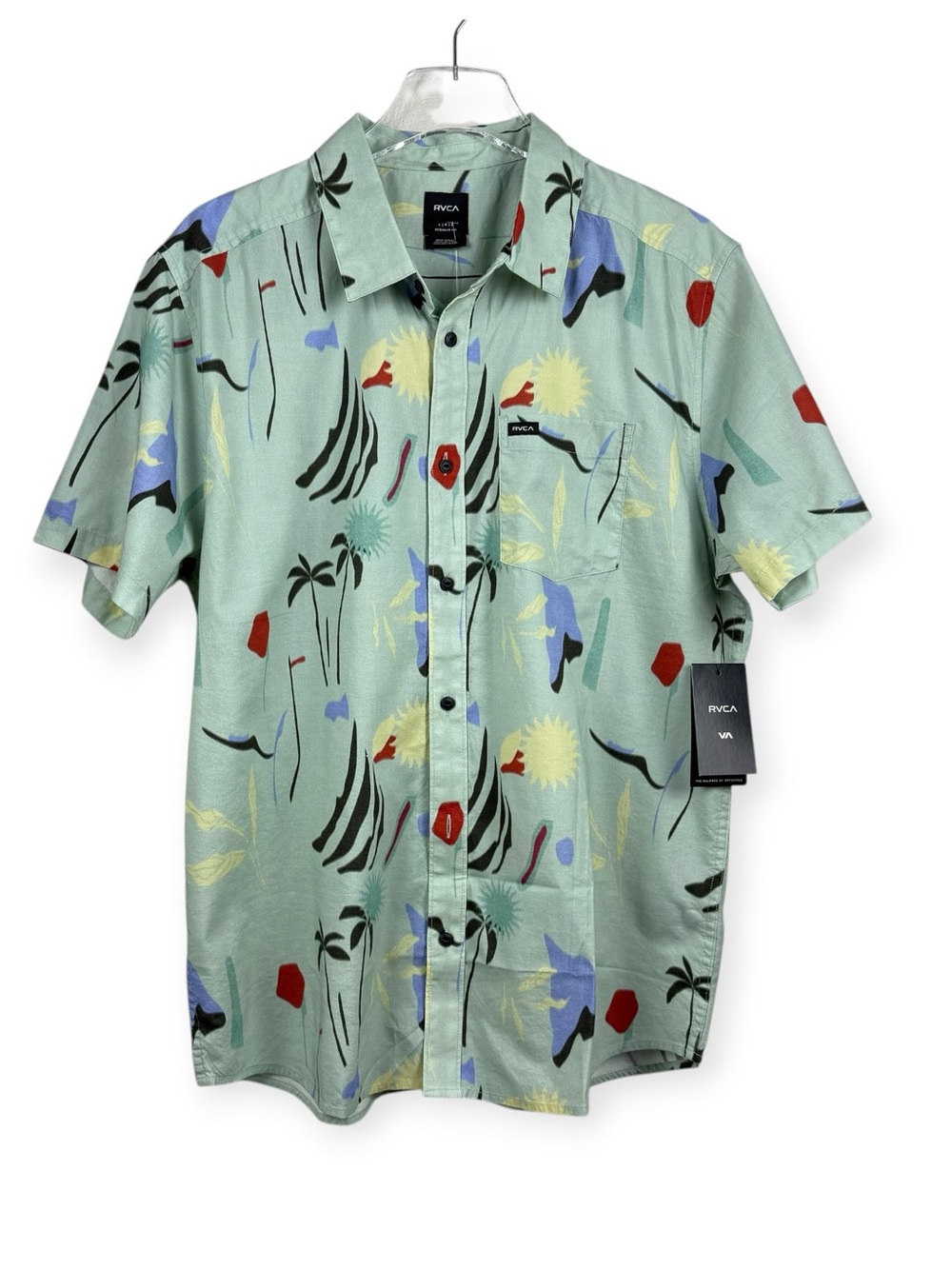 RVCA Craft Short Sleeve Button Up Shirt Men's Size L NWT